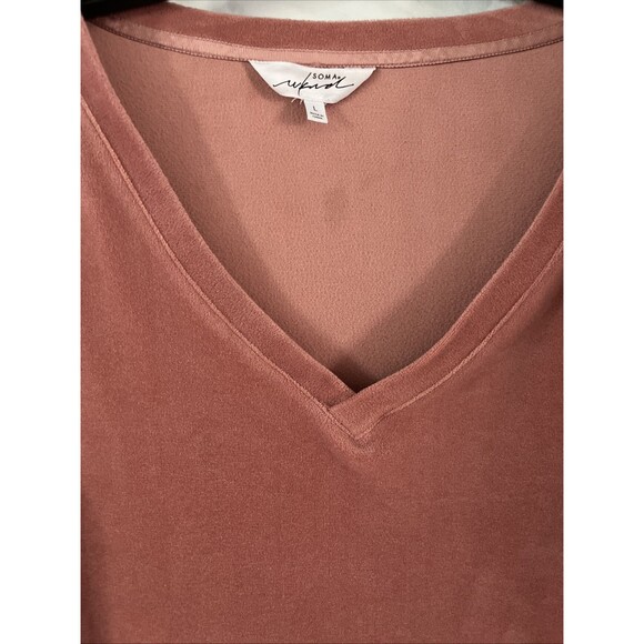 Soma Wkend SOFT Velour Rose Pullover Pajama Sweater Comfort Top Size L EUC - Picture 2 of 9